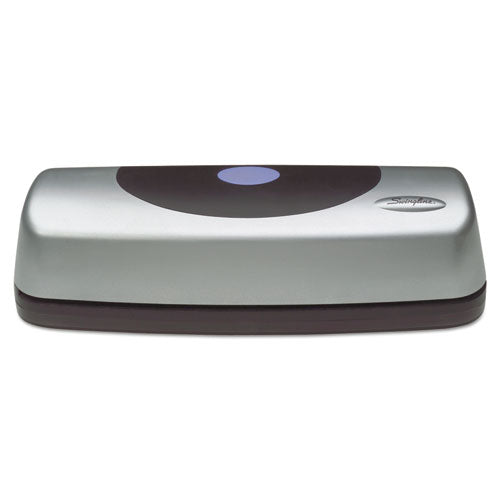 Image of Swingline® 15-Sheet Electric/battery Portable Desktop Punch, Three-Holes, 9/32" Holes, Silver/black