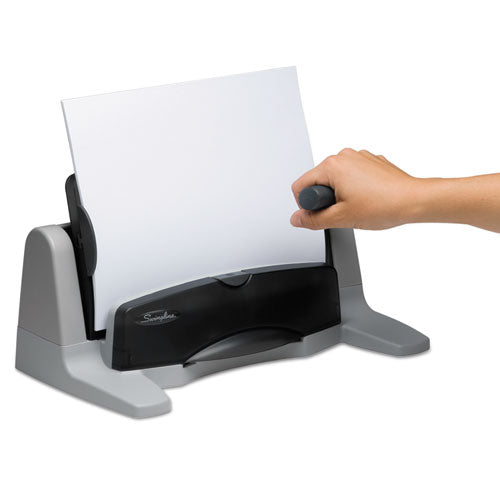 Image of Swingline® 40-Sheet Lighttouch Heavy-Duty Two- To Seven-Hole Punch, 9/32" Holes, Black/gray