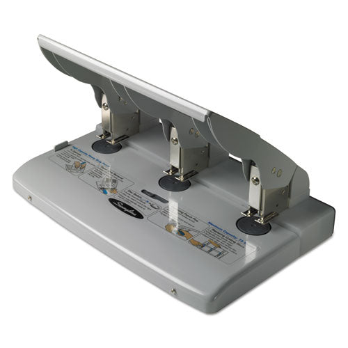 Image of Swingline® 75-Sheet Heavy-Duty High-Capacity Three-Hole Adjustable Punch, 9/32" Holes, Putty/gray
