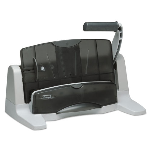 Image of Swingline® 40-Sheet Lighttouch Heavy-Duty Two- To Seven-Hole Punch, 9/32" Holes, Black/gray