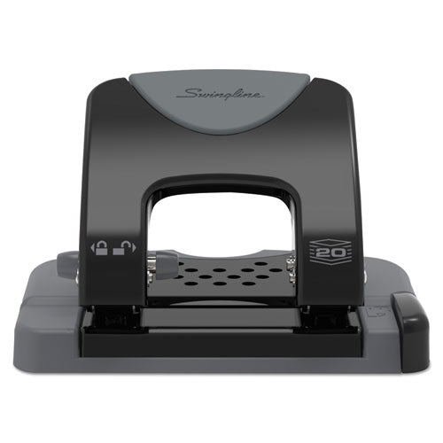 Image of Swingline® 20-Sheet Smarttouch Two-Hole Punch, 9/32" Holes, Black/gray