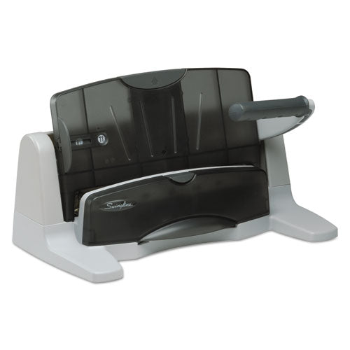 Image of Swingline® 40-Sheet Lighttouch Heavy-Duty Two- To Seven-Hole Punch, 9/32" Holes, Black/gray