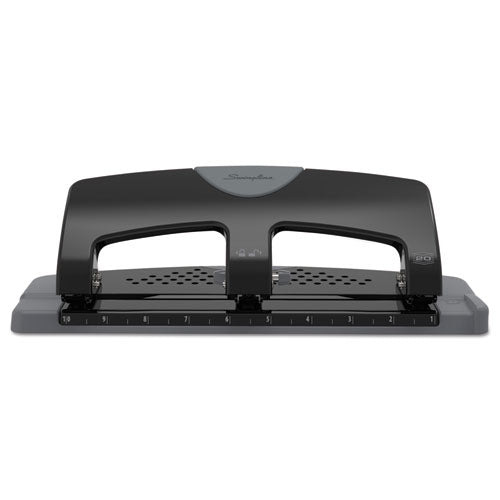 Image of Swingline® 20-Sheet Smarttouch Three-Hole Punch, 9/32" Holes, Black/gray