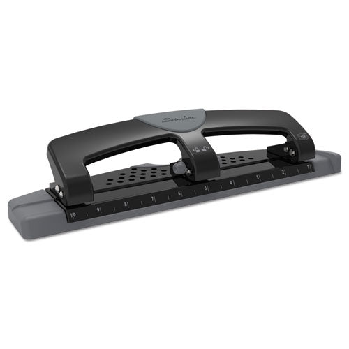 Image of Swingline® 12-Sheet Smarttouch Three-Hole Punch, 9/32" Holes, Black/gray