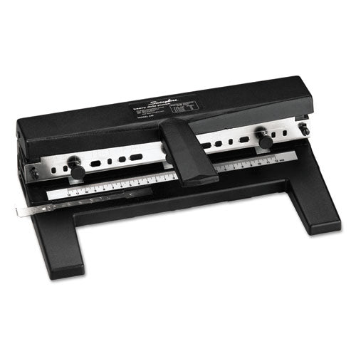 Image of Swingline® 40-Sheet Heavy-Duty Two- To Seven-Hole Adjustable Heavy-Duty Paper Punch, 9/32" Holes, Black