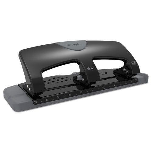 Image of Swingline® 20-Sheet Smarttouch Three-Hole Punch, 9/32" Holes, Black/gray