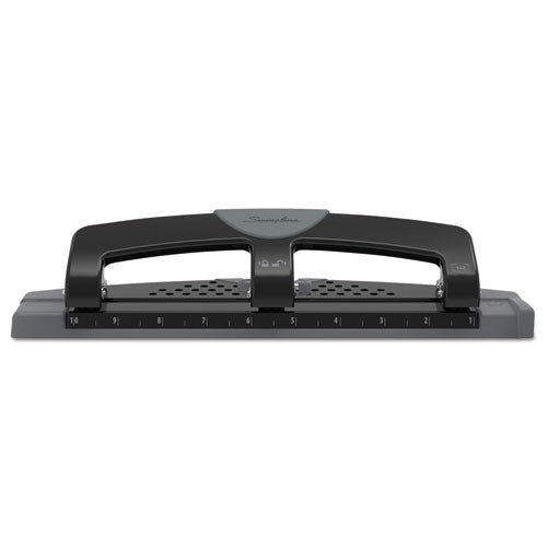Image of Swingline® 12-Sheet Smarttouch Three-Hole Punch, 9/32" Holes, Black/gray