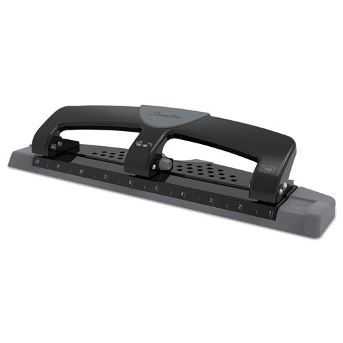Image of Swingline® 12-Sheet Smarttouch Three-Hole Punch, 9/32" Holes, Black/gray