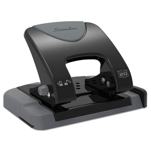 Image of Swingline® 20-Sheet Smarttouch Two-Hole Punch, 9/32" Holes, Black/gray