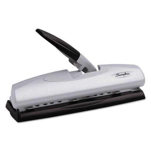 Image of Swingline® 20-Sheet Lighttouch Desktop Two- To Seven-Hole Punch, 9/32" Holes, Silver/black