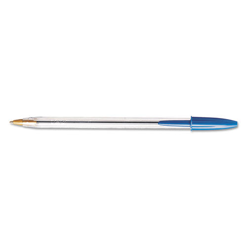 Image of BIC® Cristal Xtra Smooth Ballpoint Pen, Stick, Medium 1 Mm, Blue Ink, Clear Barrel, Dozen