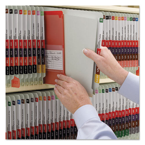Image of Smead End Tab Pressboard Classification Folders, Four SafeSHIELD Fasteners, 2" Expansion, 1 Divider, Letter Size, Gray-Green, 10/BX
