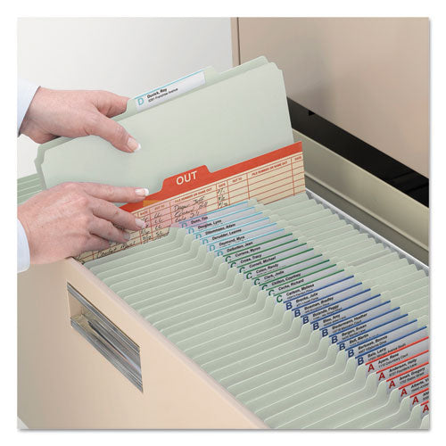 Image of Smead Recycled Pressboard Classification Folders, 2" Expansion, 1 Divider, 4 Fasteners, Letter Size, Gray-Green, 10/Box