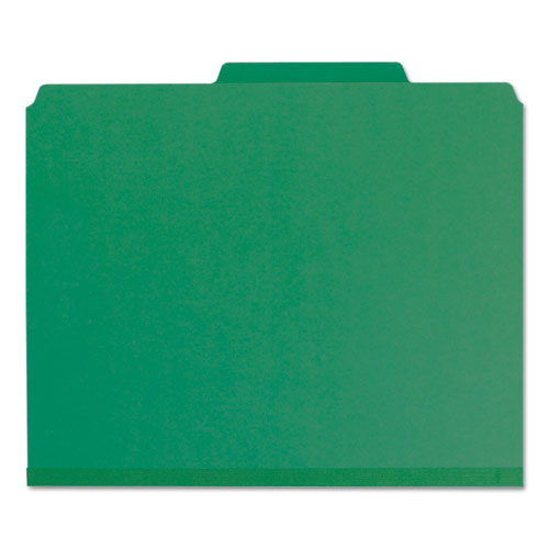 Image of Smead Recycled Pressboard Classification Folders, 2" Expansion, 2 Dividers, 6 Fasteners, Letter Size, Green Exterior, 10/Box