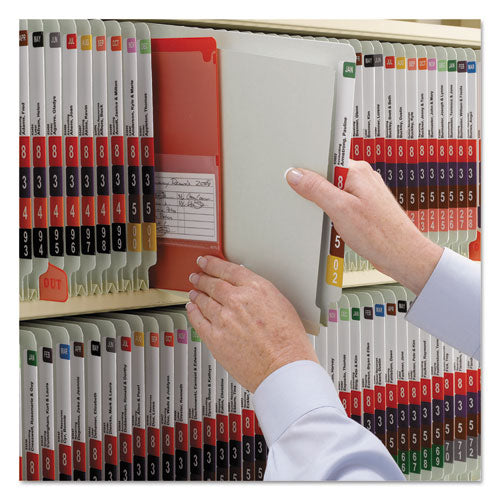Image of Smead End Tab Pressboard Classification Folders, Four SafeSHIELD Fasteners, 2" Expansion, 1 Divider, Legal Size, Gray-Green, 10/Box