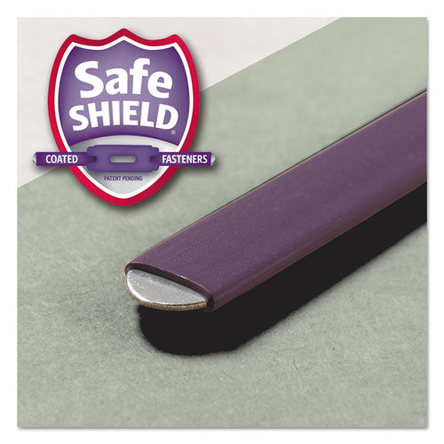 Image of Smead End Tab Pressboard Classification Folder, Eight SafeSHIELD Fasteners, 3" Expansion, 3 Dividers, Letter Size, Gray-Green,10/BX