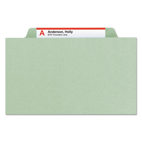 Image of Smead Recycled Pressboard Classification Folders, 2" Expansion, 1 Divider, 4 Fasteners, Letter Size, Gray-Green, 10/Box
