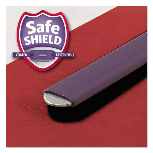 Image of Smead Four-Section Pressboard Top Tab Classification Folders, Four SafeSHIELD Fasteners, 1 Divider, Letter Size, Bright Red, 10/Box