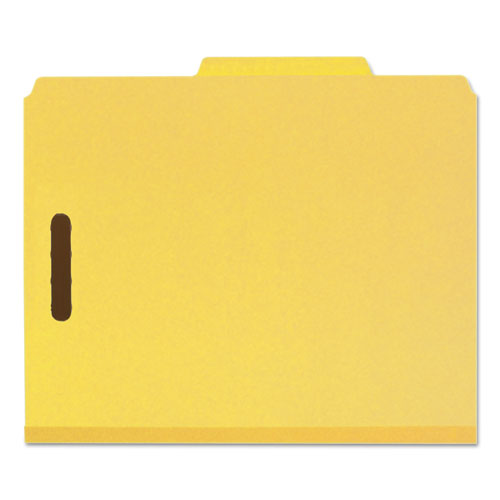 Image of Smead Recycled Pressboard Classification Folders, 2" Expansion, 2 Dividers, 6 Fasteners, Letter Size, Yellow Exterior, 10/Box
