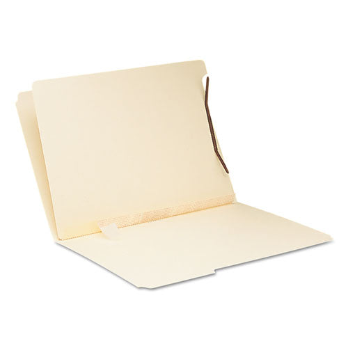Image of Smead Self-Adhesive Folder Dividers with Twin-Prong Fasteners for Top/End Tab Folders, 1 Fastener, Letter Size, Manila, 100/Box