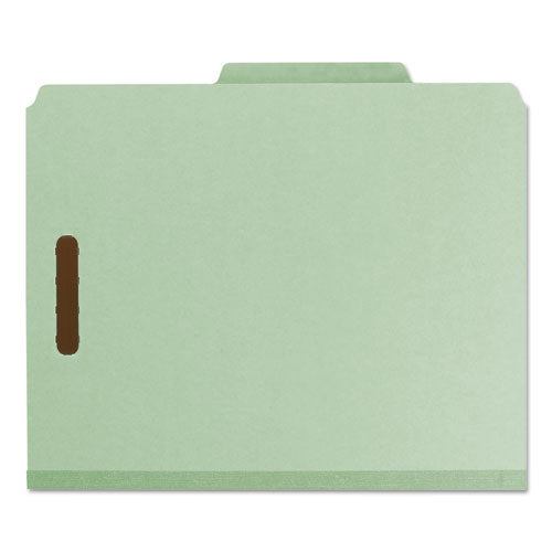 Image of Smead Recycled Pressboard Classification Folders, 2" Expansion, 1 Divider, 4 Fasteners, Letter Size, Gray-Green, 10/Box