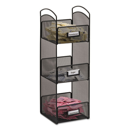 Image of Safco® Onyx Breakroom Organizers, 3 Compartments, 6 X 6 X 18, Steel Mesh, Black