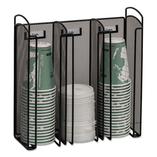 Image of Safco® Onyx Breakroom Organizers, 3 Compartments, 12.75 x 4.5 x 13.25, Steel Mesh, Black