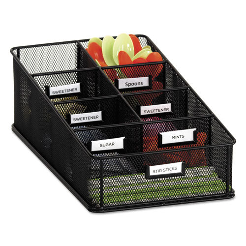 Image of Safco® Onyx Breakroom Organizers, 7 Compartments, 16 x 8.5 x 5.25, Steel Mesh, Black