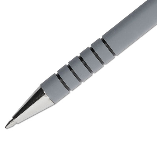 Image of Paper Mate® FlexGrip Ultra Recycled Ballpoint Pen, Stick, Fine 0.8 mm, Black Ink, Gray Barrel, Dozen
