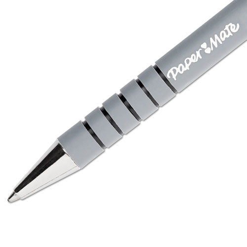 Image of Paper Mate® FlexGrip Ultra Recycled Ballpoint Pen, Retractable, Medium 1 mm, Black Ink, Black/Gray Barrel, Dozen