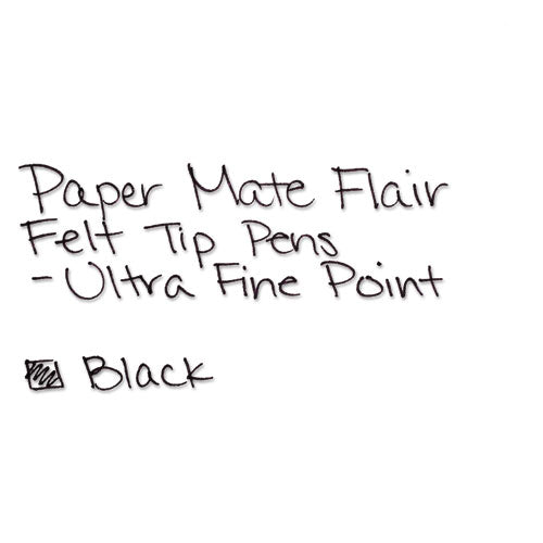 Image of Paper Mate® Flair Felt Tip Porous Point Pen, Stick, Ultra-Fine 0.4 mm, Black Ink, Gray/Black Barrel, Dozen