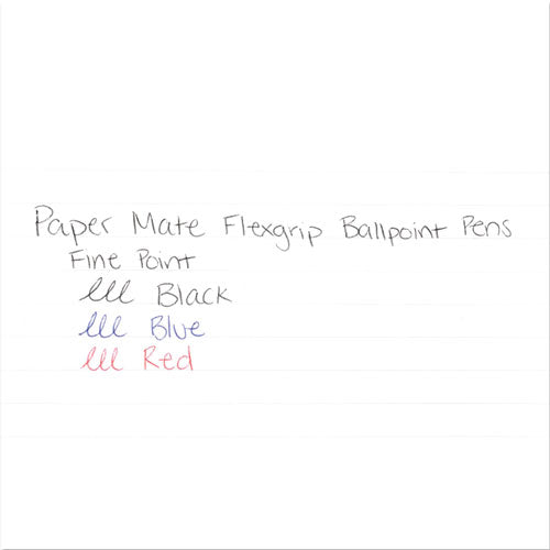 Image of Paper Mate® FlexGrip Ultra Recycled Ballpoint Pen, Retractable, Fine 0.8 mm, Black Ink, Gray/Black Barrel, Dozen