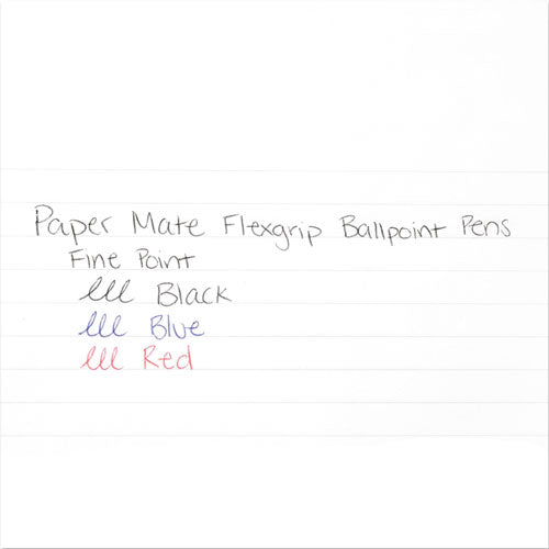 Image of Paper Mate® FlexGrip Ultra Recycled Ballpoint Pen, Retractable, Fine 0.8 mm, Blue Ink, Black/Blue Barrel, Dozen