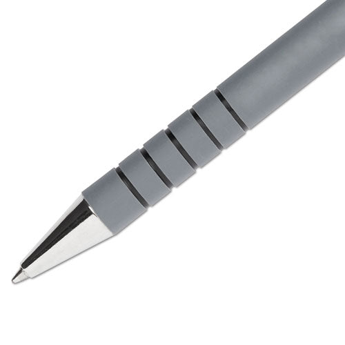 Image of Paper Mate® FlexGrip Ultra Recycled Ballpoint Pen, Retractable, Fine 0.8 mm, Black Ink, Gray/Black Barrel, Dozen