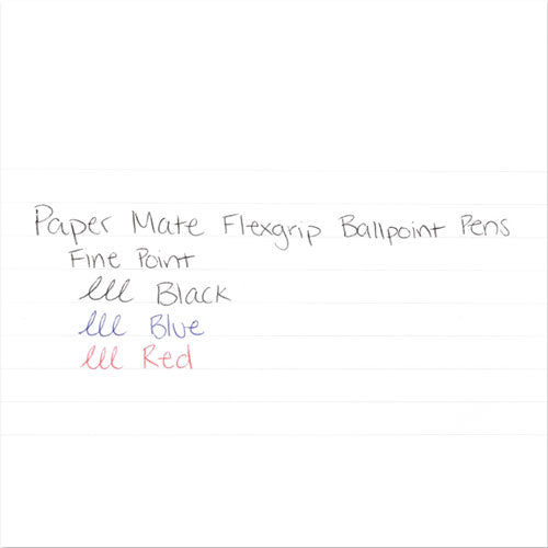 Image of Paper Mate® FlexGrip Ultra Recycled Ballpoint Pen, Stick, Fine 0.8 mm, Black Ink, Gray Barrel, Dozen