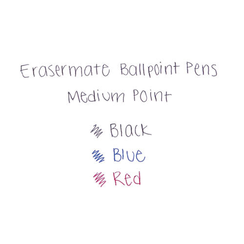 Image of Paper Mate® Eraser Mate Ballpoint Pen, Stick, Medium 1 Mm, Red Ink, Red Barrel, Dozen