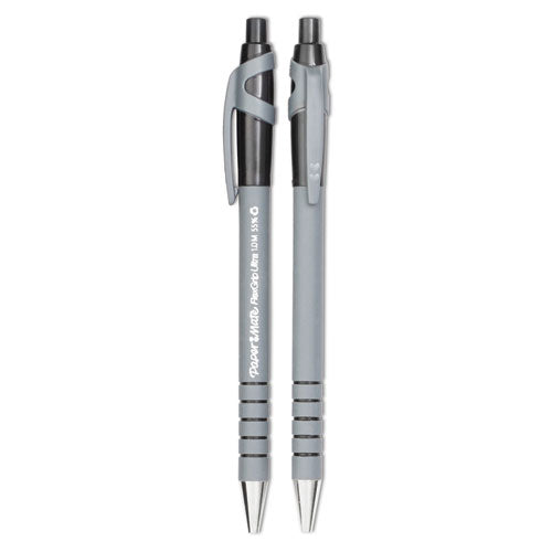 Image of Paper Mate® FlexGrip Ultra Recycled Ballpoint Pen, Retractable, Fine 0.8 mm, Black Ink, Gray/Black Barrel, Dozen