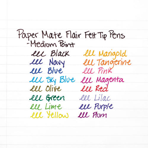 Image of Paper Mate® Point Guard Flair Felt Tip Porous Point Pen, Stick, Medium 0.7 Mm, Black Ink, Black Barrel, Dozen