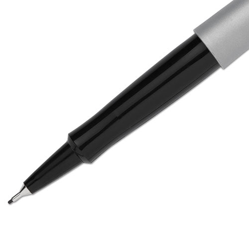 Image of Paper Mate® Flair Felt Tip Porous Point Pen, Stick, Ultra-Fine 0.4 mm, Black Ink, Gray/Black Barrel, Dozen