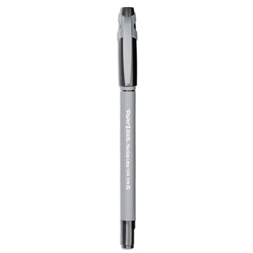 Image of Paper Mate® FlexGrip Ultra Recycled Ballpoint Pen, Stick, Medium 1 mm, Black Ink, Gray Barrel, Dozen