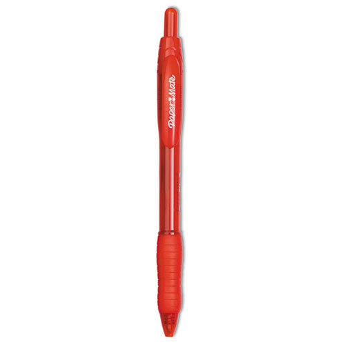 Image of Paper Mate® Profile Ballpoint Pen, Retractable, Bold 1.4 mm, Red Ink, Translucent Red Barrel, Dozen