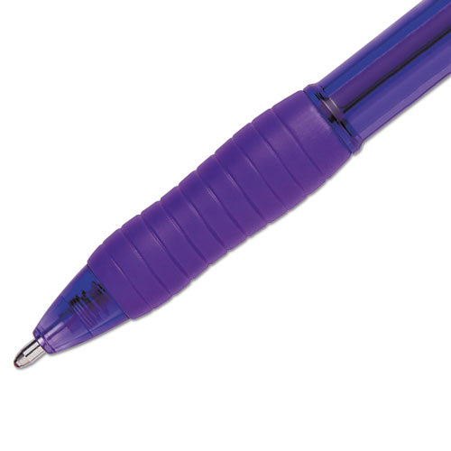 Image of Paper Mate® Profile Ballpoint Pen, Retractable, Bold 1.4 mm, Purple Ink, Translucent Purple Barrel, Dozen