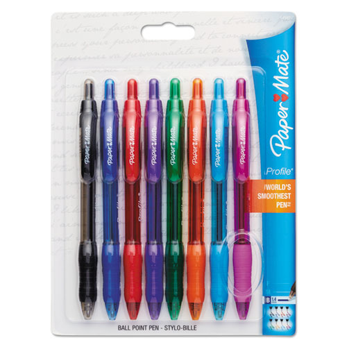 Image of Paper Mate® Profile Ballpoint Pen, Retractable, Bold 1.4 Mm, Assorted Ink And Barrel Colors, 8/pack