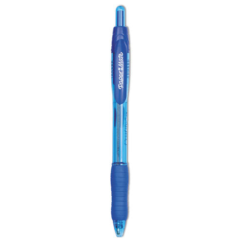 Image of Paper Mate® Profile Ballpoint Pen, Retractable, Bold 1.4 mm, Blue Ink, Translucent Blue Barrel, Dozen