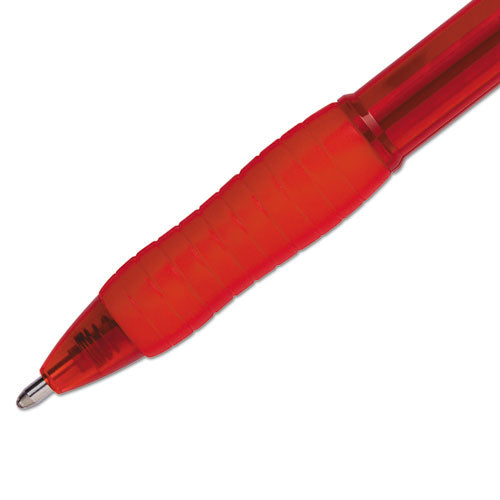 Image of Paper Mate® Profile Ballpoint Pen, Retractable, Bold 1.4 mm, Red Ink, Translucent Red Barrel, Dozen