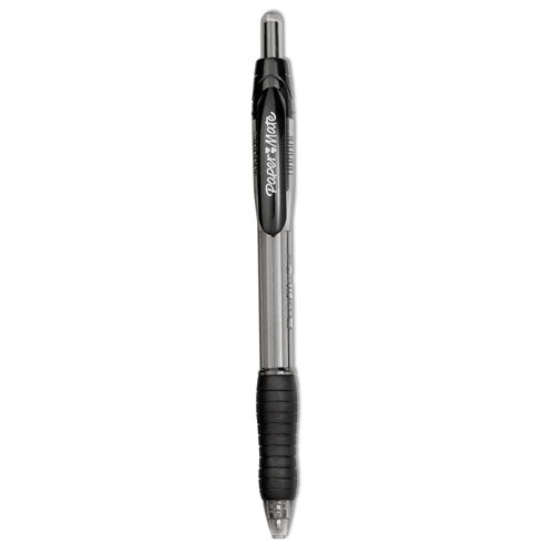 Image of Paper Mate® Profile Ballpoint Pen, Retractable, Bold 1.4 mm, Black Ink, Translucent Black Barrel, Dozen