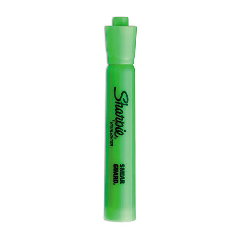 Image of Sharpie® Tank Style Highlighters, Fluorescent Green Ink, Chisel Tip, Green Barrel, Dozen