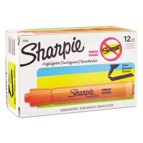 Image of Sharpie® Tank Style Highlighters, Orange Ink, Chisel Tip, Orange Barrel, Dozen