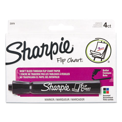Image of Sharpie® Flip Chart Marker, Broad Bullet Tip, Assorted Colors, 4/set