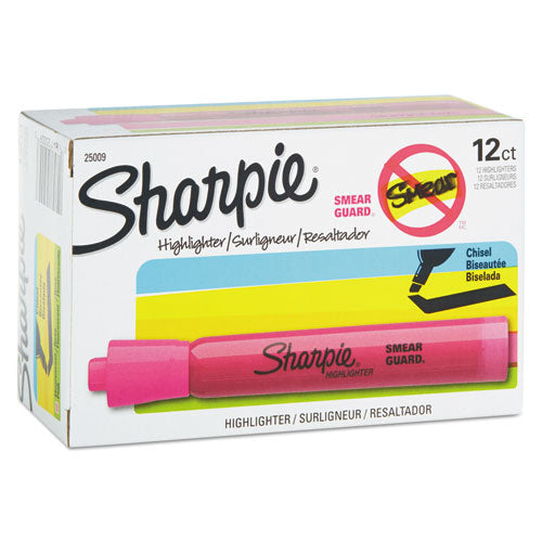 Image of Sharpie® Tank Style Highlighters, Pink Ink, Chisel Tip, Pink Barrel, Dozen